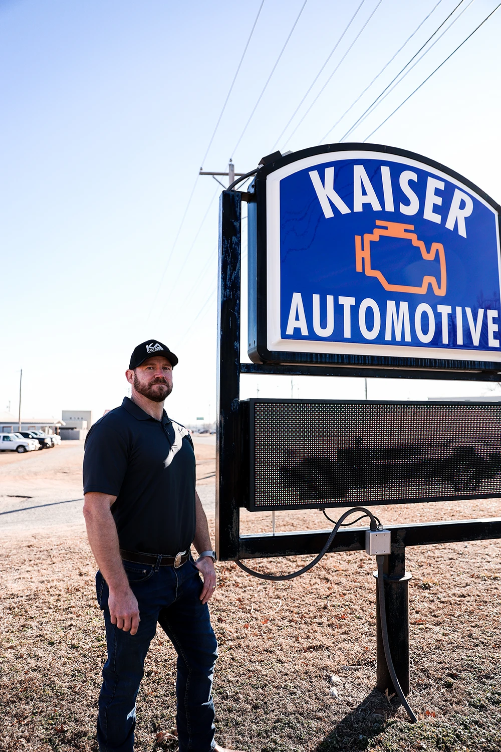 Owner and Outside sign for Kaiser Automotive